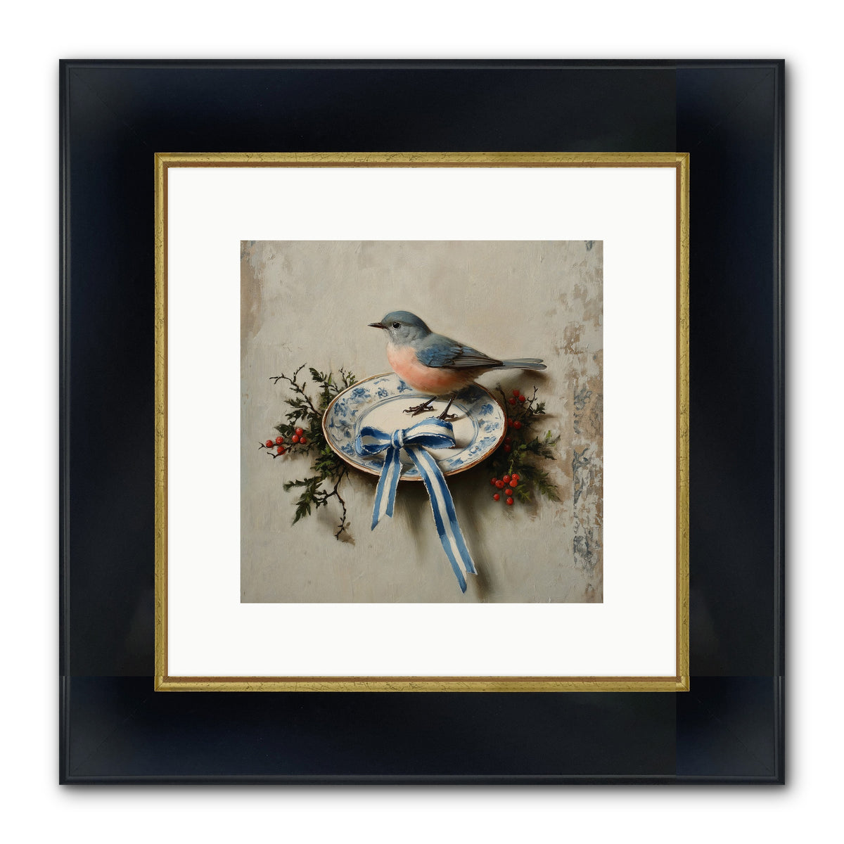 Velvet WIngs Framed Print - Wide Black w/Gold 10x10