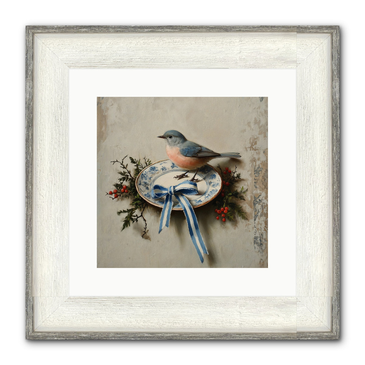 Velvet WIngs Framed Print - Driftwood White 12x12