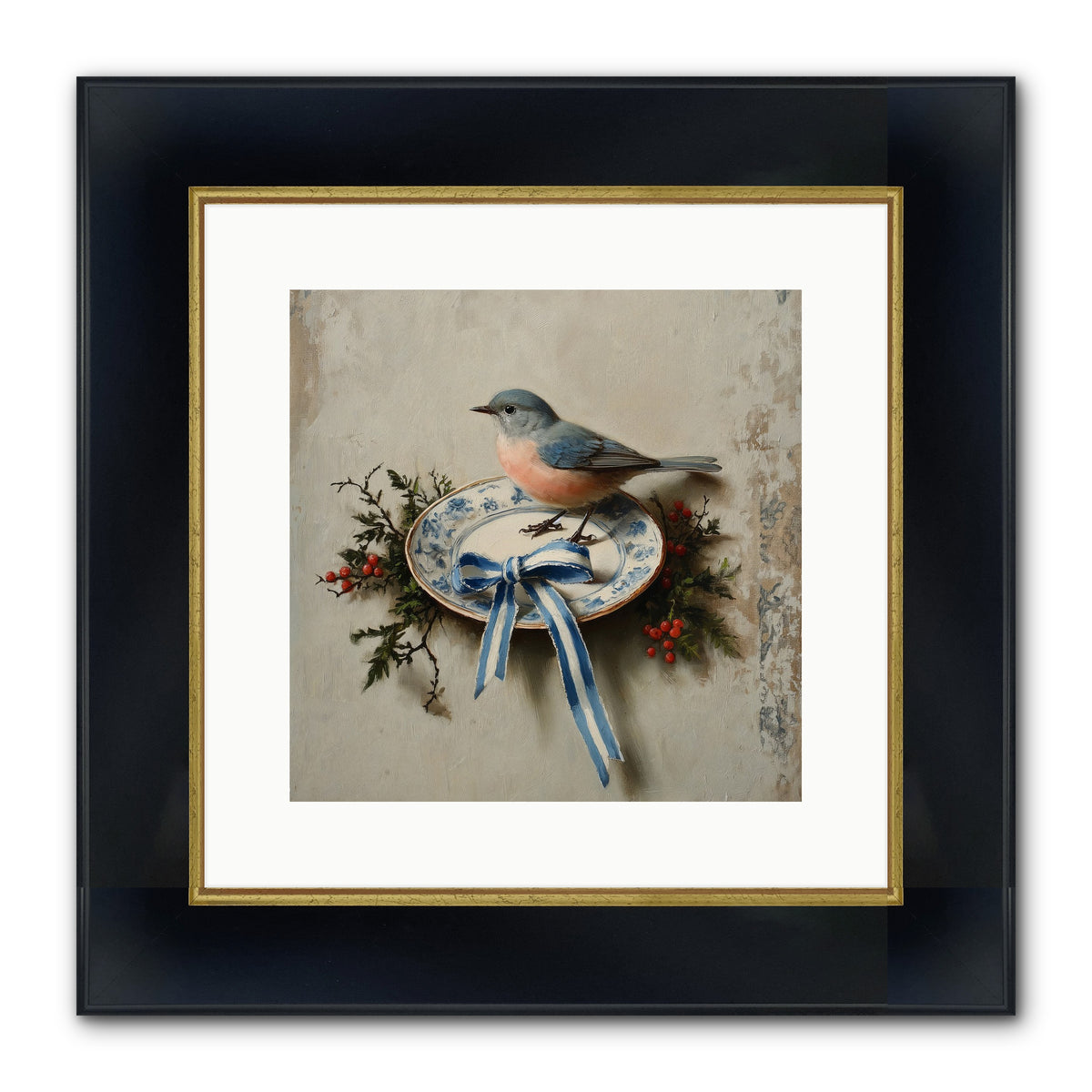 Velvet WIngs Framed Print - Wide Black w/Gold 12x12