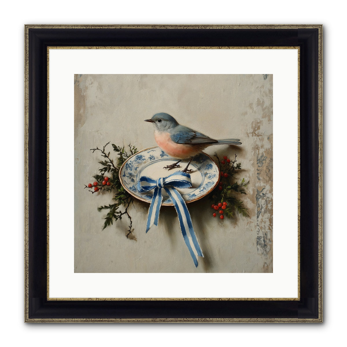 Velvet WIngs Framed Print - Black & Gold 16x16