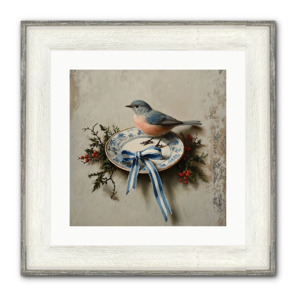 Velvet WIngs Framed Print - Driftwood White 16x16