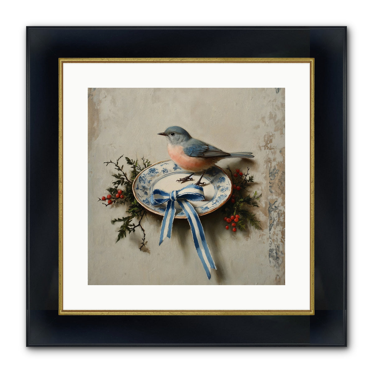 Velvet WIngs Framed Print - Wide Black w/Gold 16x16