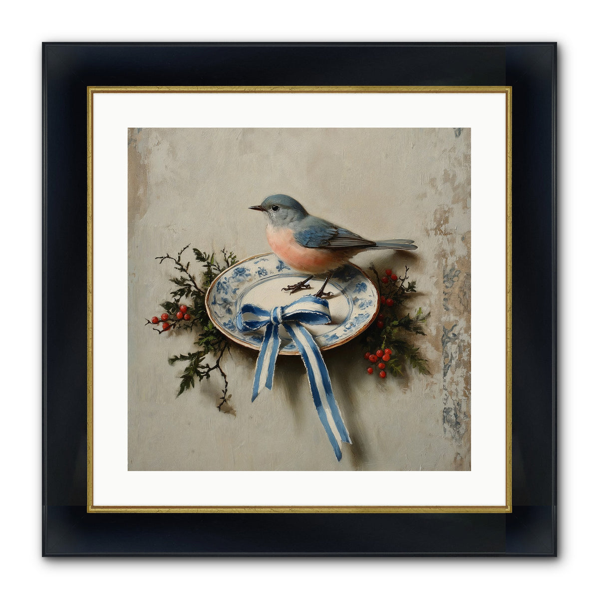 Velvet WIngs Framed Print - Wide Black w/Gold 20x20