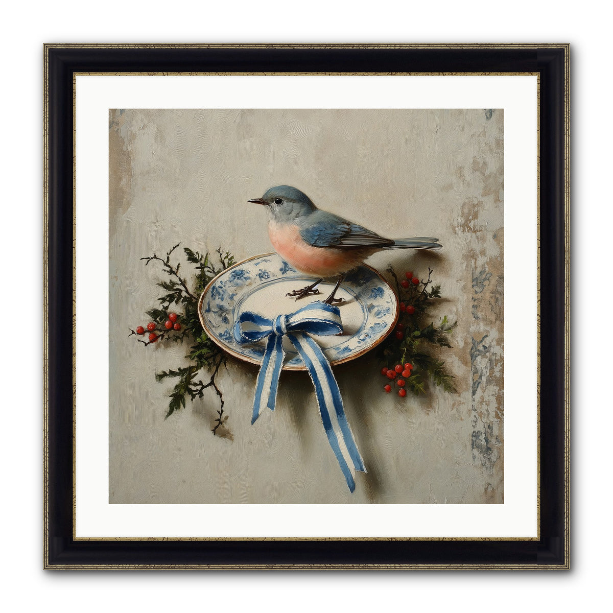 Velvet WIngs Framed Print - Black & Gold 24x24