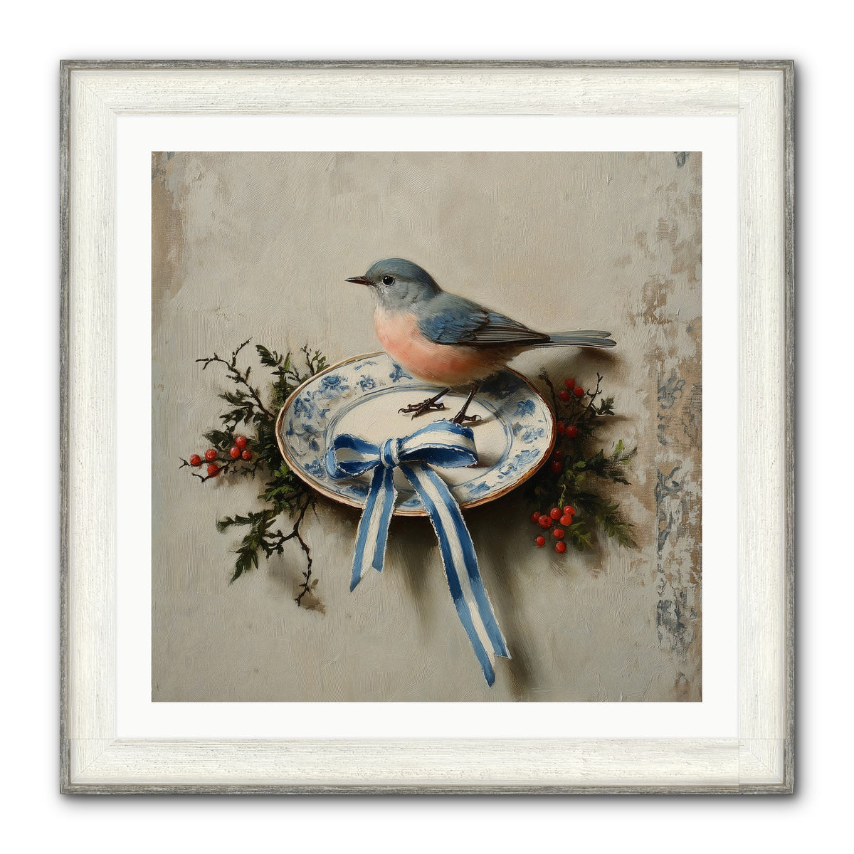 Velvet WIngs Framed Print - Driftwood White 30x30