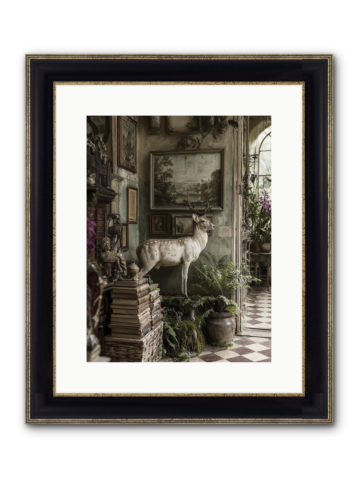 Velveteen Framed Print - Black & Gold 12x16