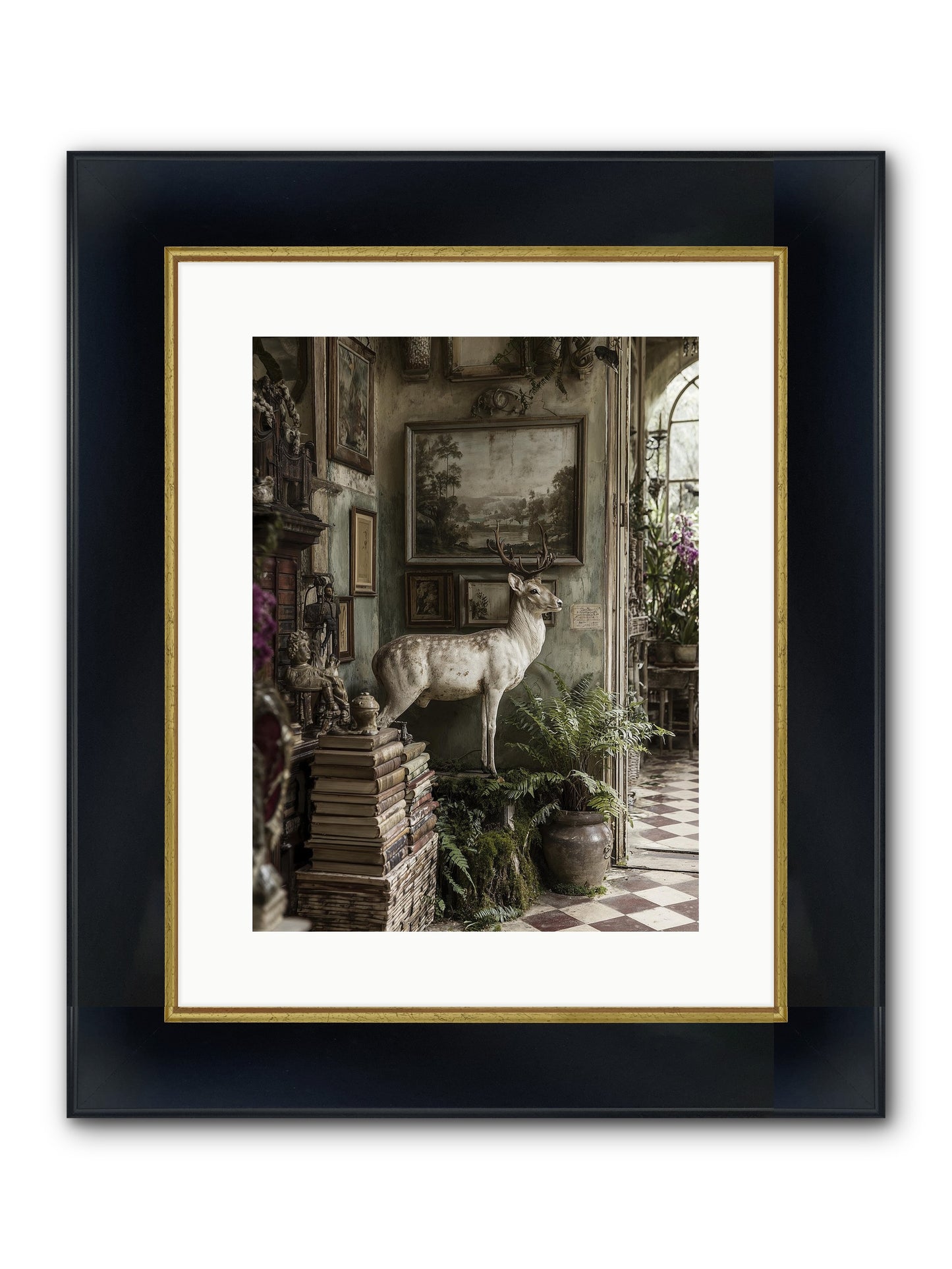 Velveteen Framed Print - Wide Black w/Gold 12x16