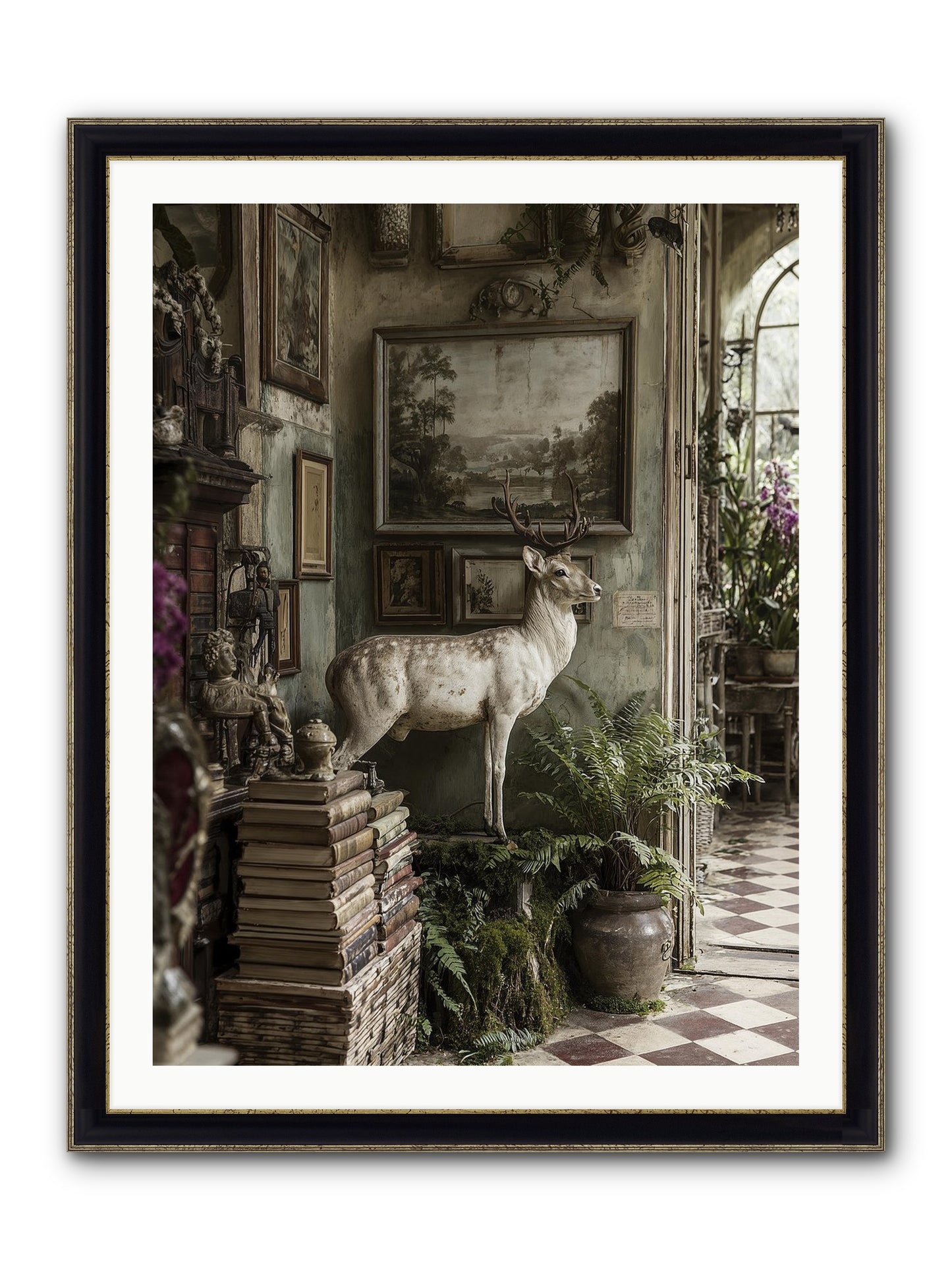 Velveteen Framed Print - Black & Gold 30x40