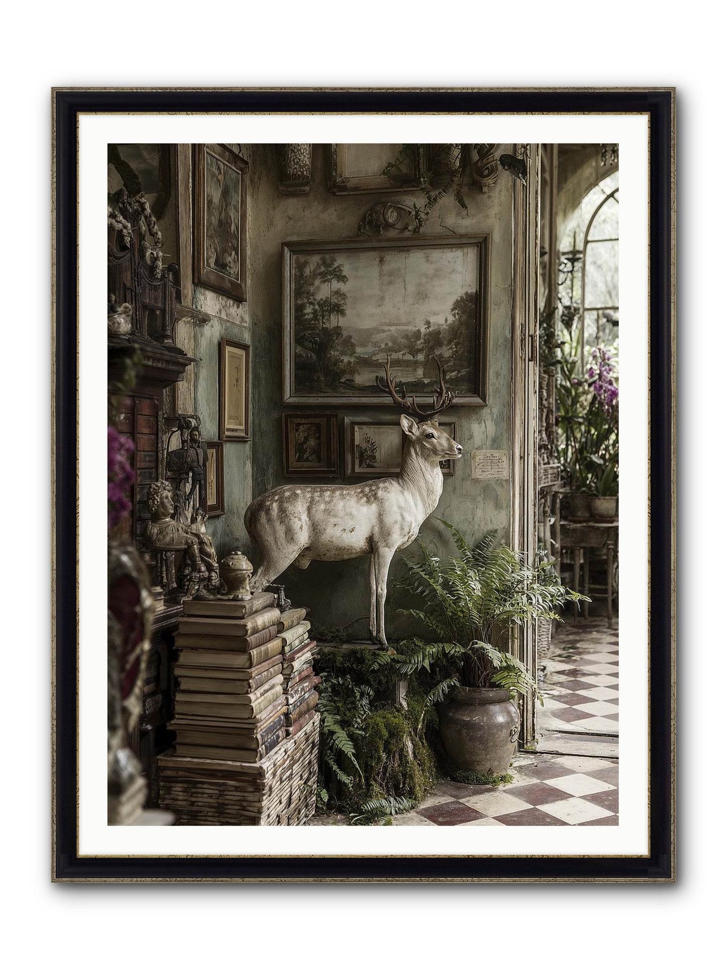 Velveteen Framed Print - Black & Gold 36x48