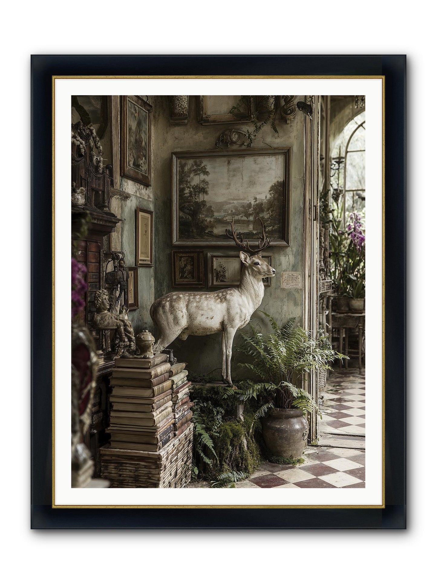 Velveteen Framed Print - Wide Black w/Gold 36x48