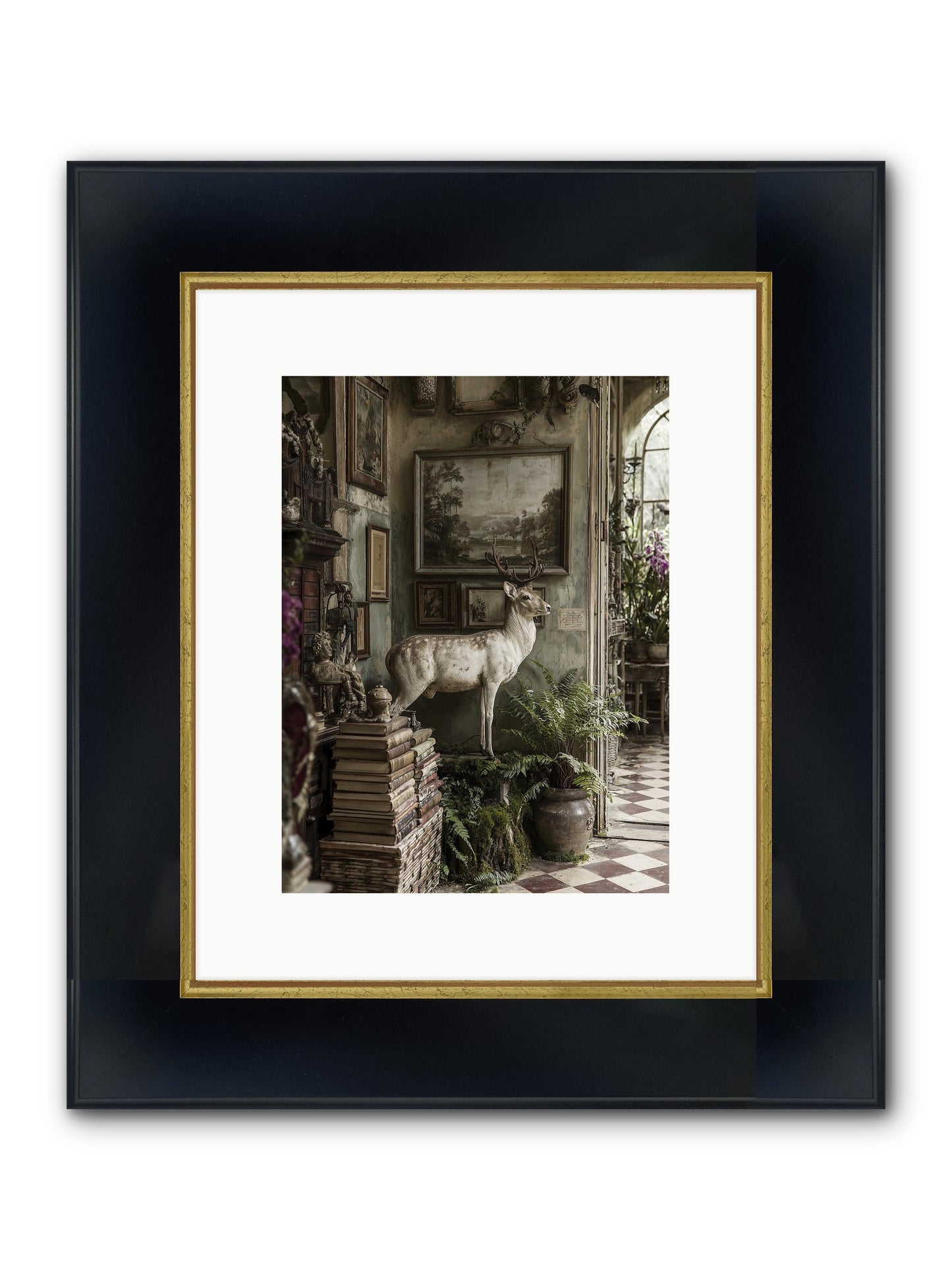 Velveteen Framed Print - Wide Black w/Gold 9x12
