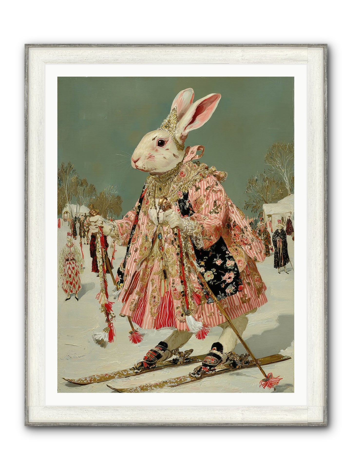 Velveteen Winter Wanderer Framed Print - Driftwood White 36x48