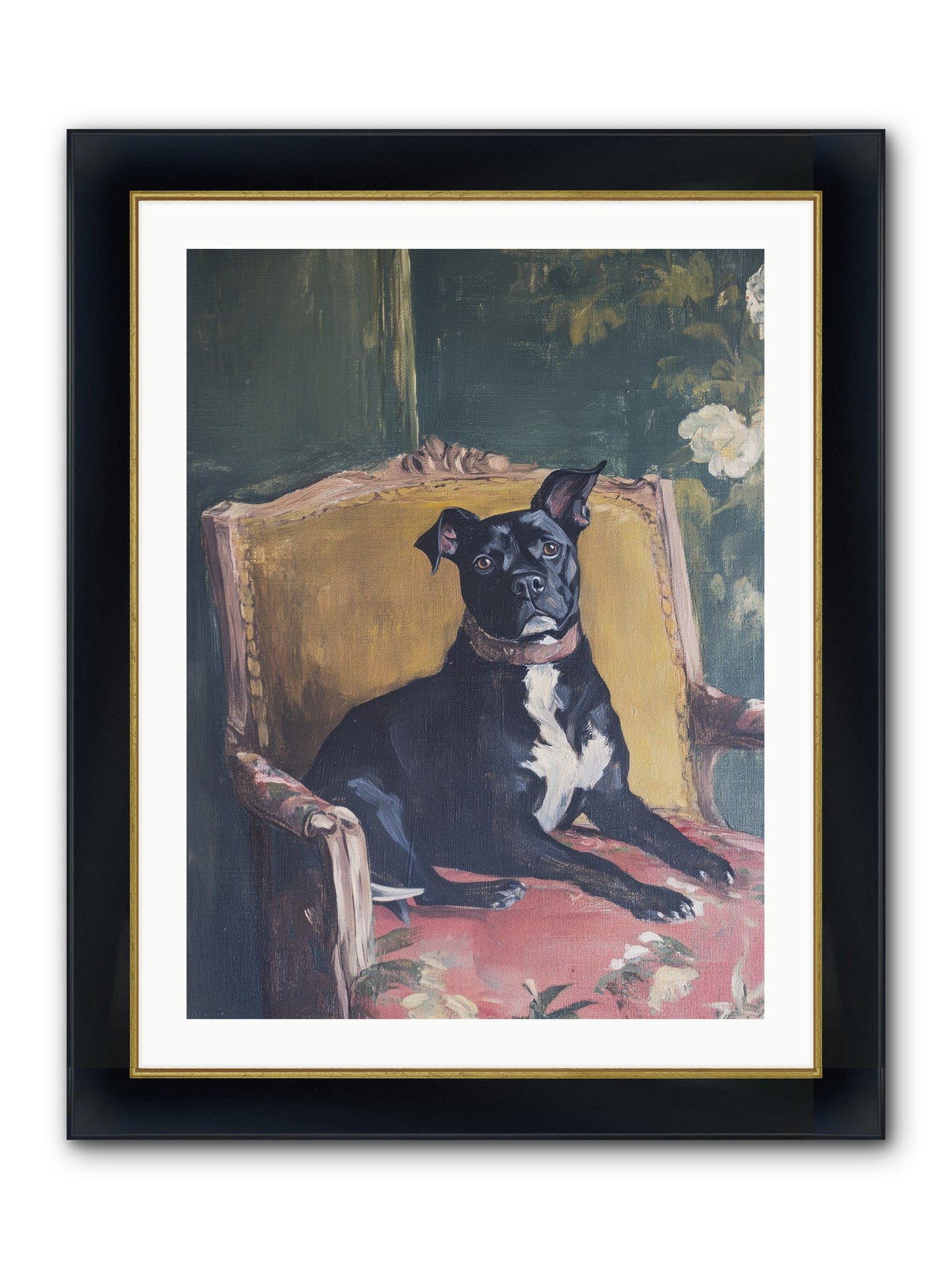 Veranda Velvet Framed Print - Wide Black w/Gold 24x32
