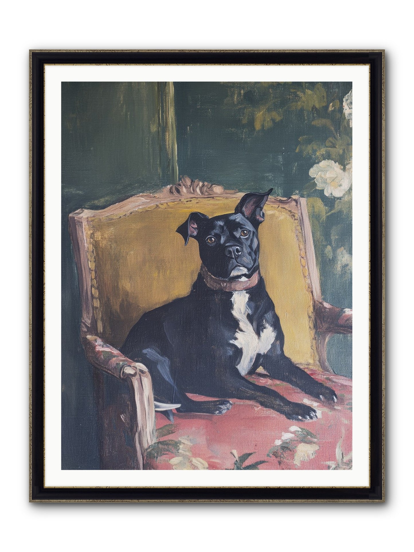 Veranda Velvet Framed Print - Black & Gold 36x48