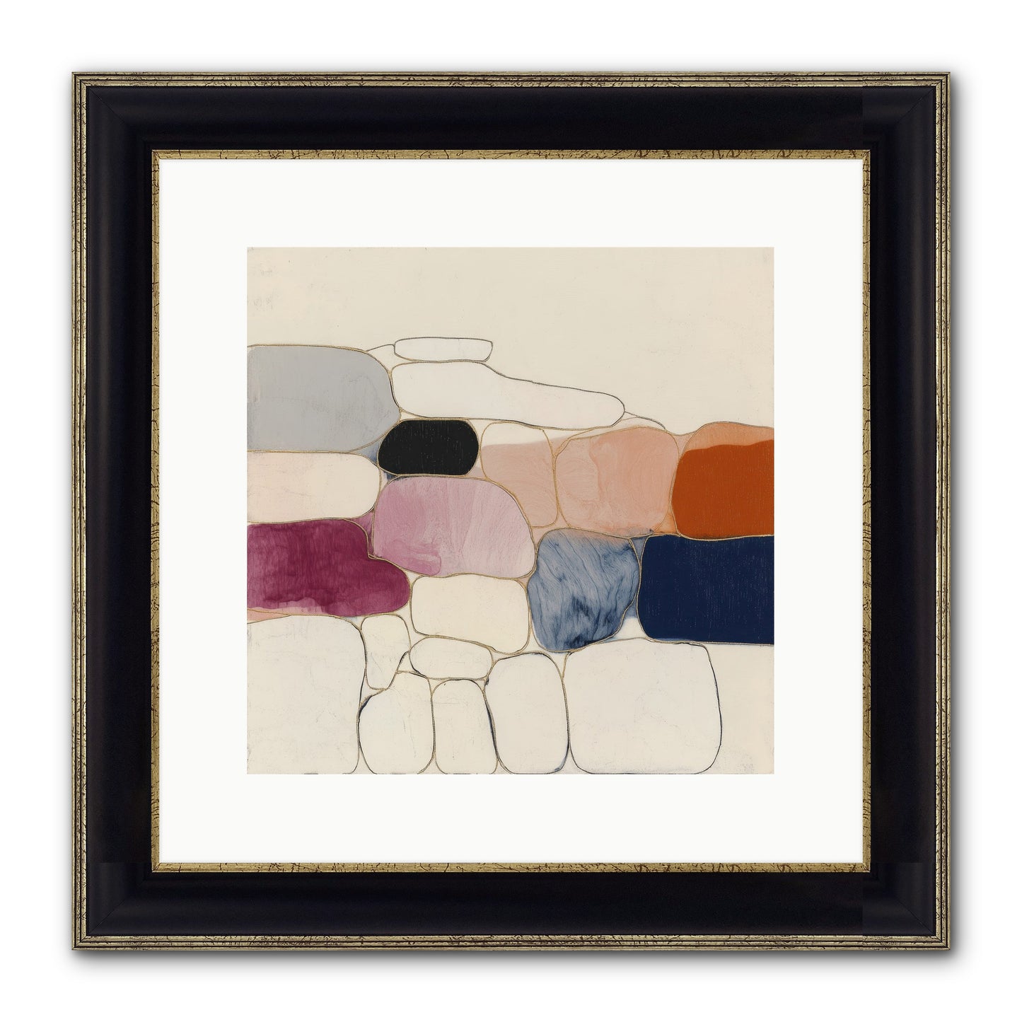 Verdancy No.2 Framed Print - Black & Gold 12x12