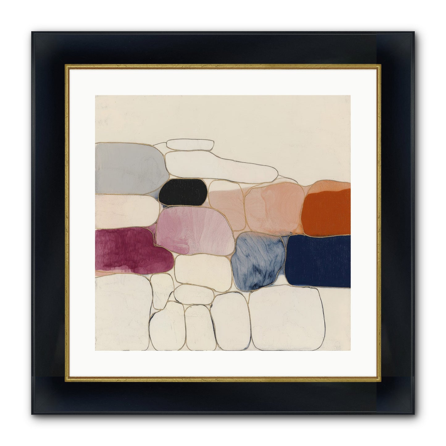 Verdancy No.2 Framed Print - Wide Black w/Gold 20x20