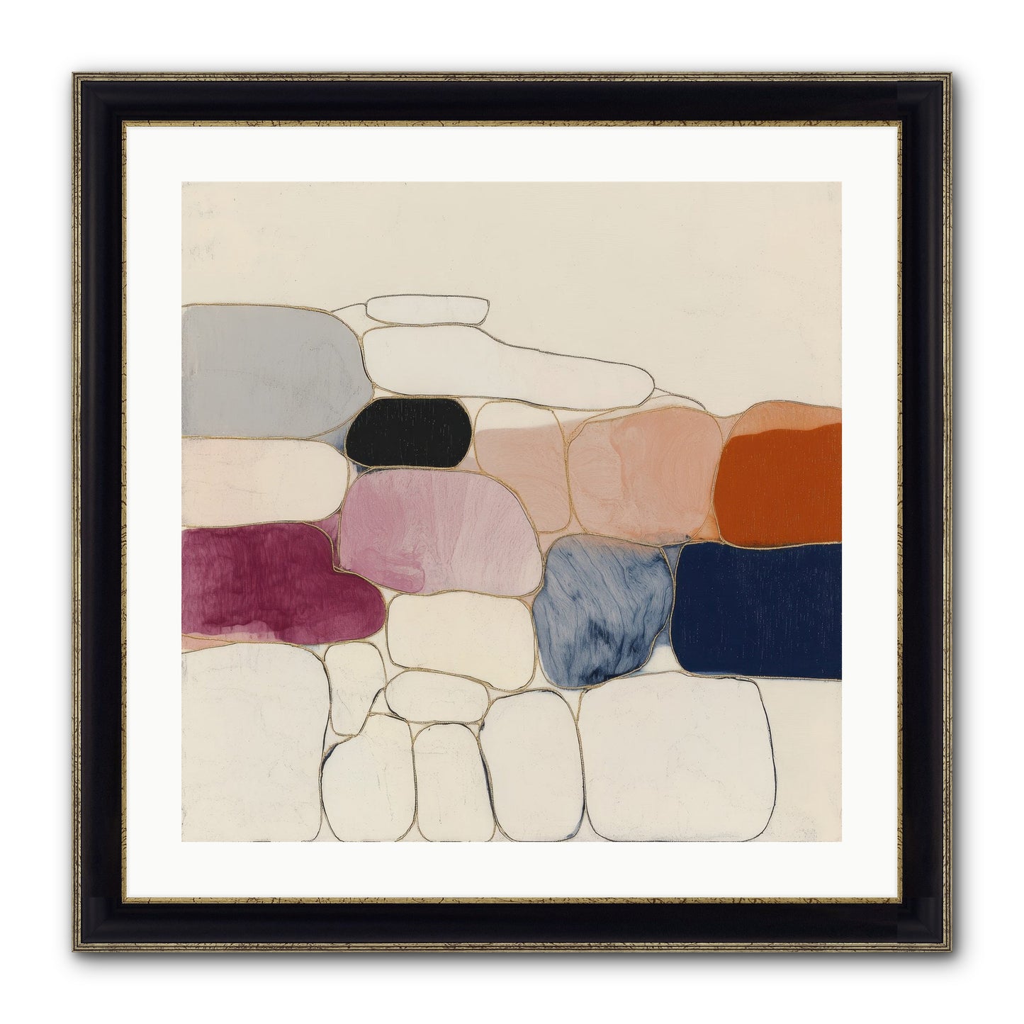 Verdancy No.2 Framed Print - Black & Gold 24x24