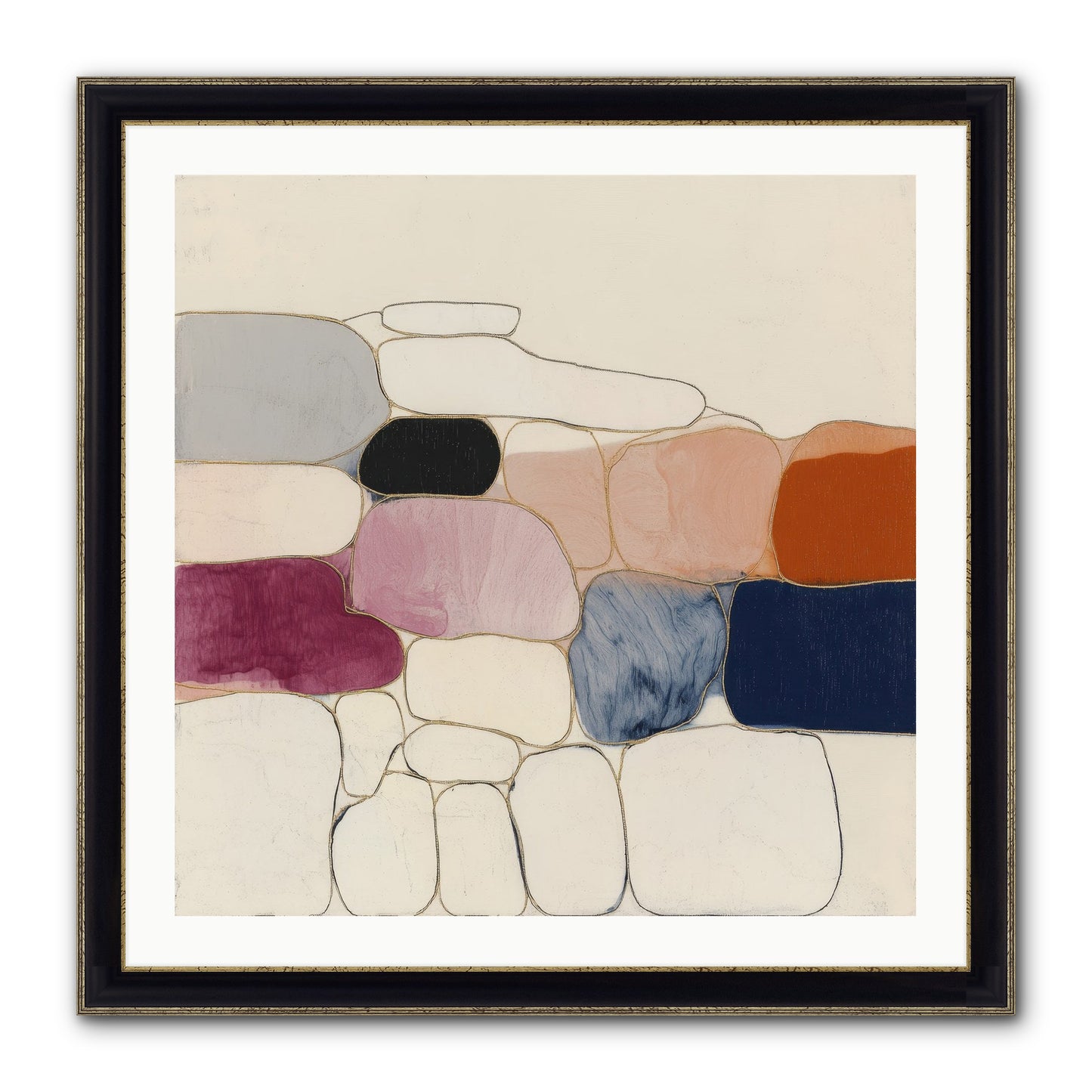 Verdancy No.2 Framed Print - Black & Gold 30x30