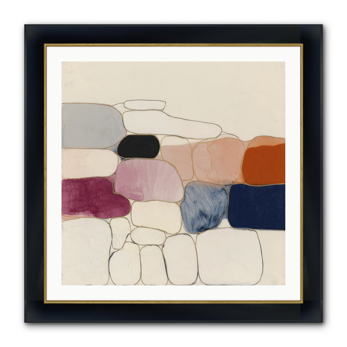 Verdancy No.2 Framed Print - Wide Black w/Gold 30x30