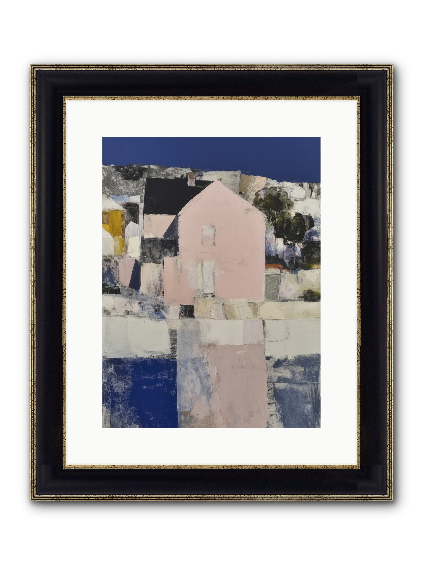Verdant Crescent Framed Print - Black & Gold 12x16