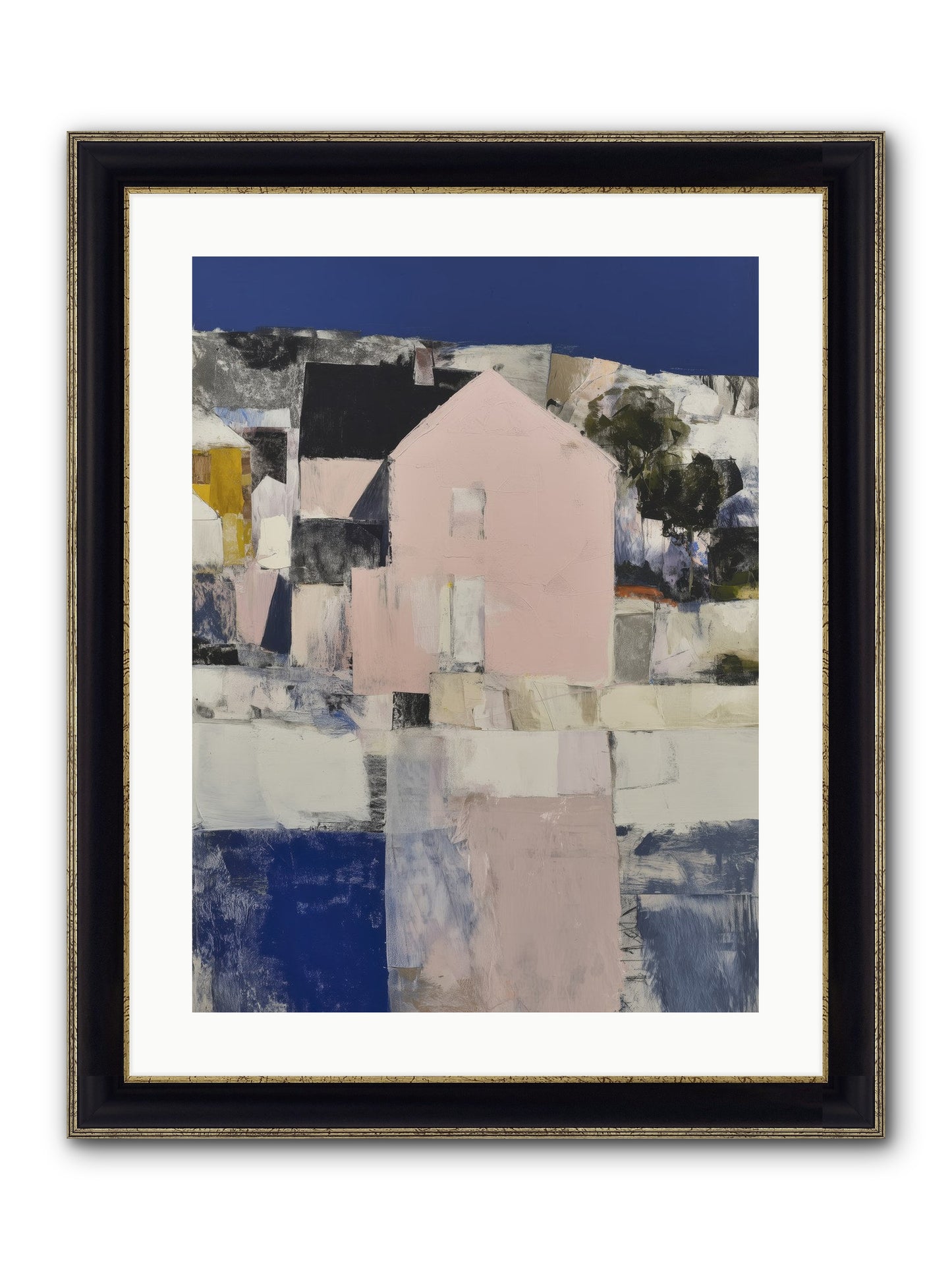 Verdant Crescent Framed Print - Black & Gold 18x24
