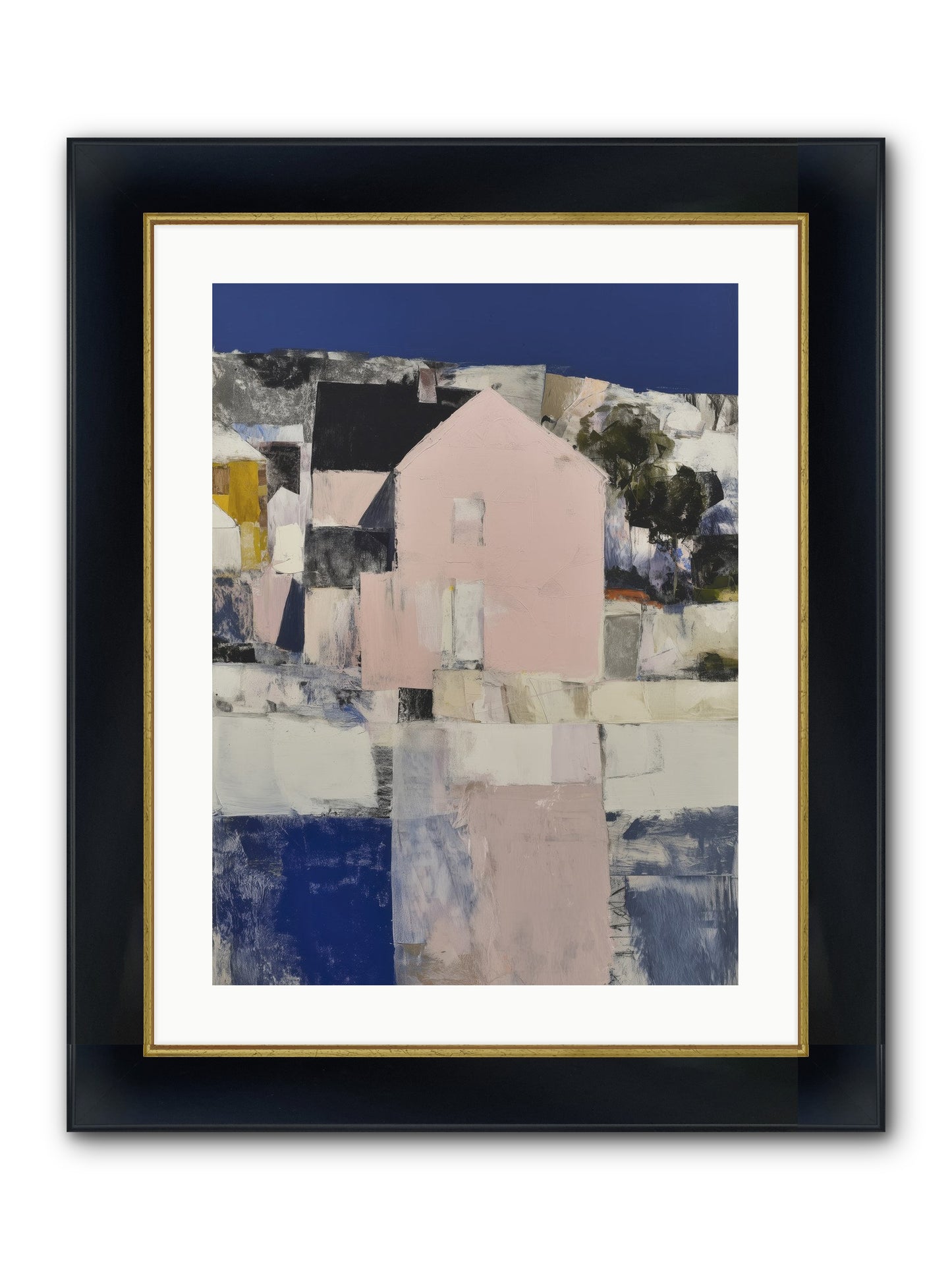 Verdant Crescent Framed Print - Wide Black w/Gold 18x24
