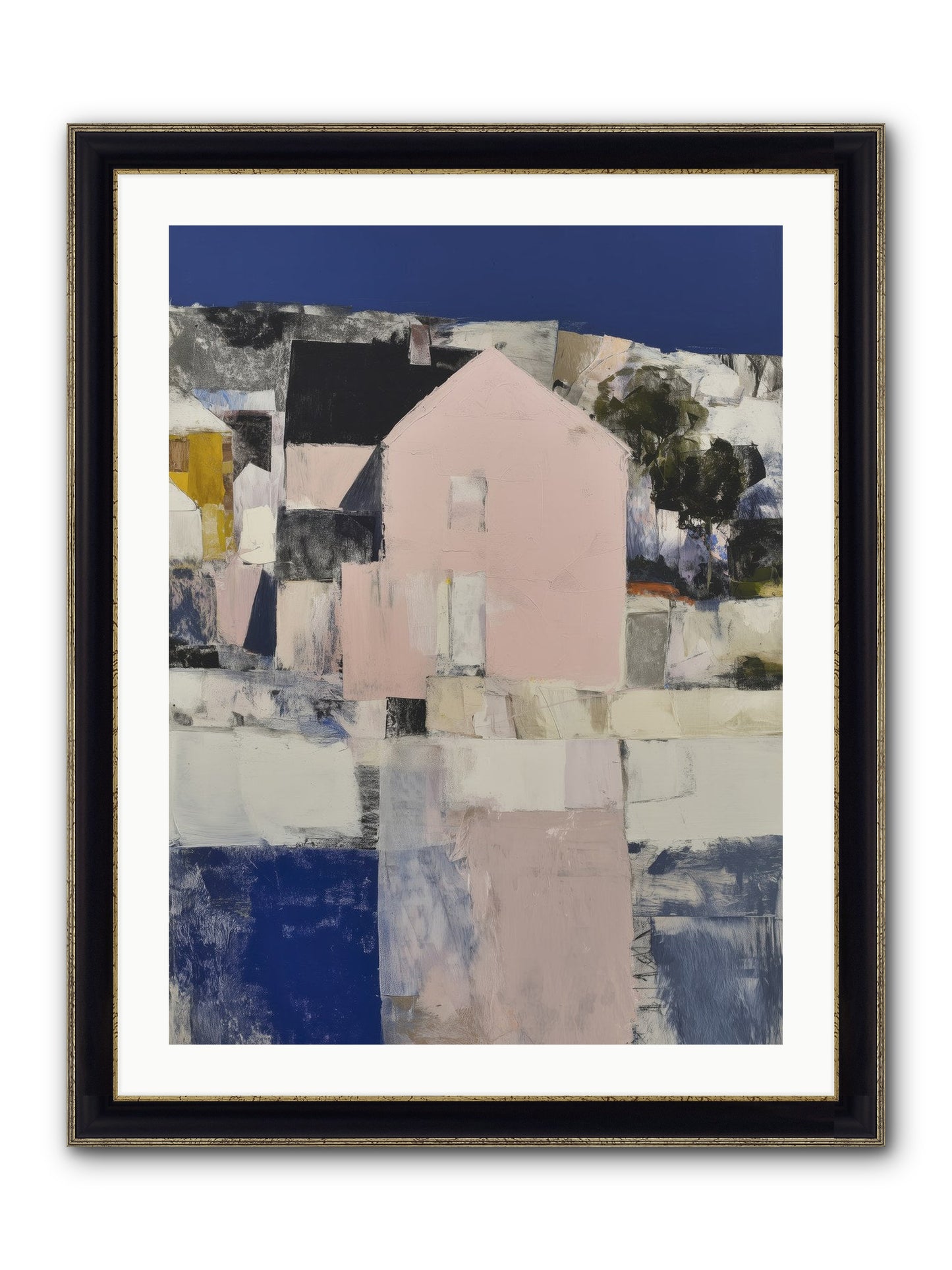 Verdant Crescent Framed Print - Black & Gold 24x32