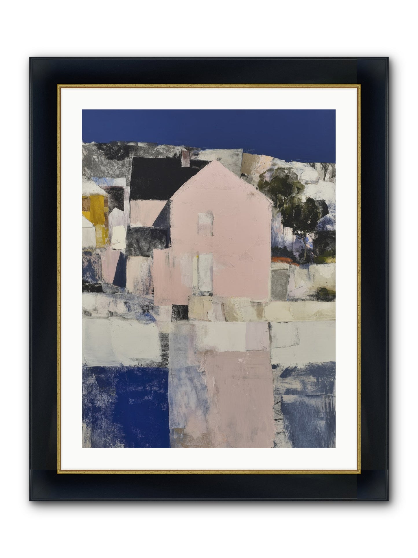 Verdant Crescent Framed Print - Wide Black w/Gold 24x32