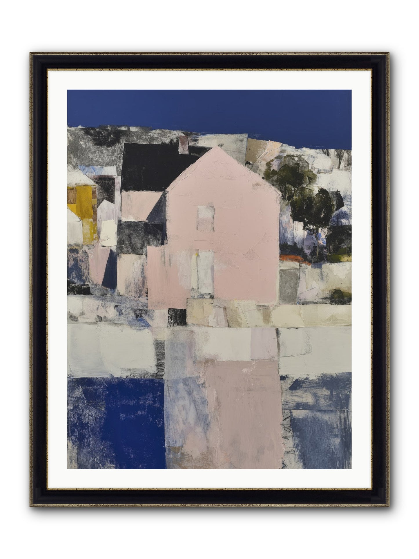 Verdant Crescent Framed Print - Black & Gold 30x40