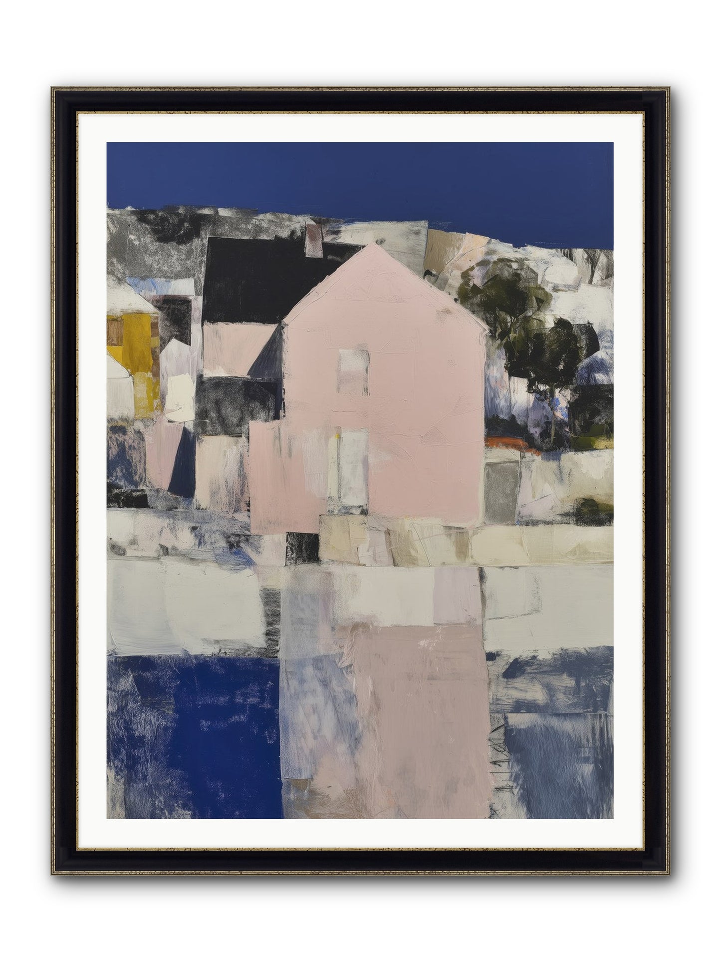 Verdant Crescent Framed Print - Black & Gold 36x48