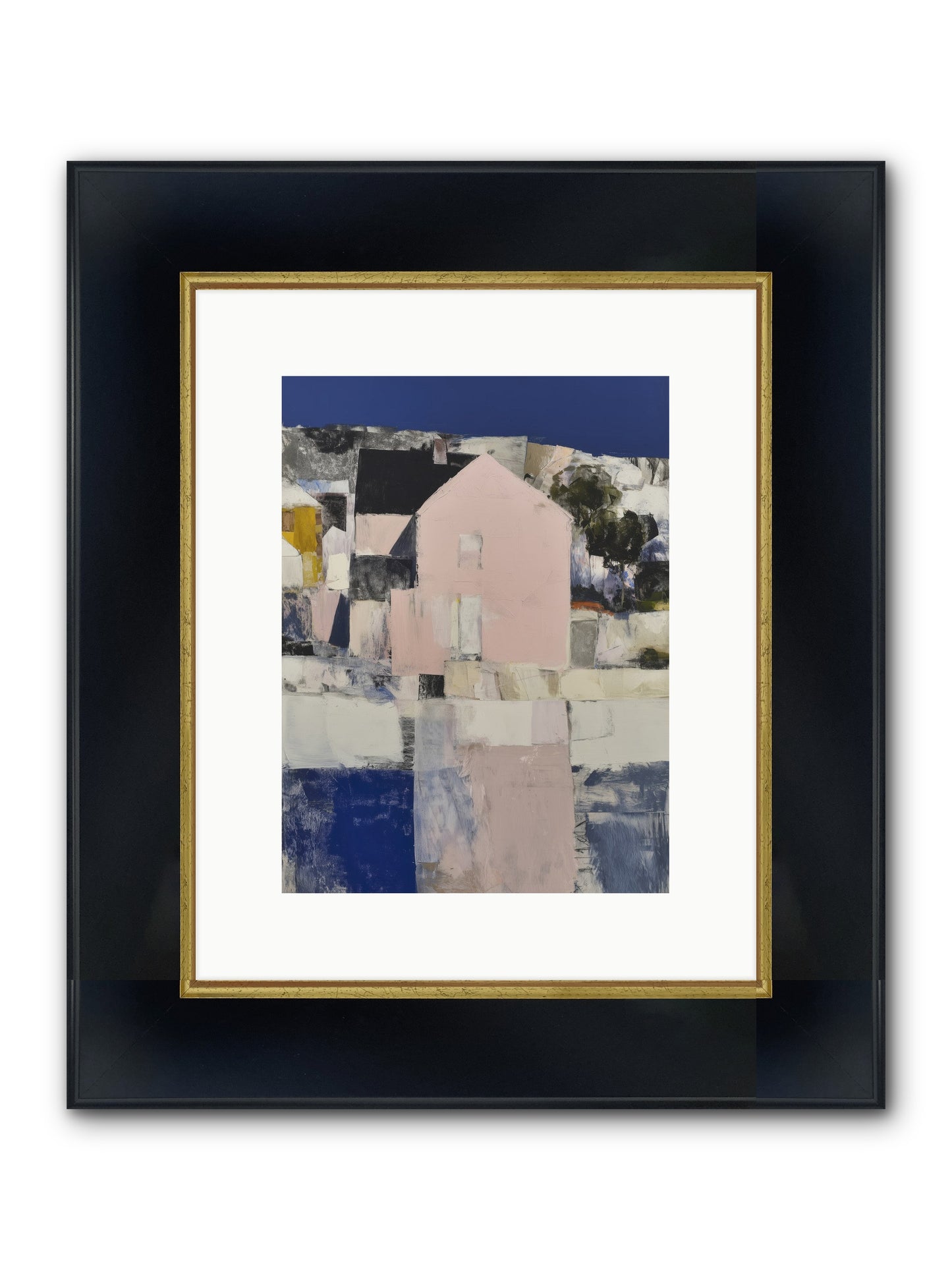 Verdant Crescent Framed Print - Wide Black w/Gold 9x12