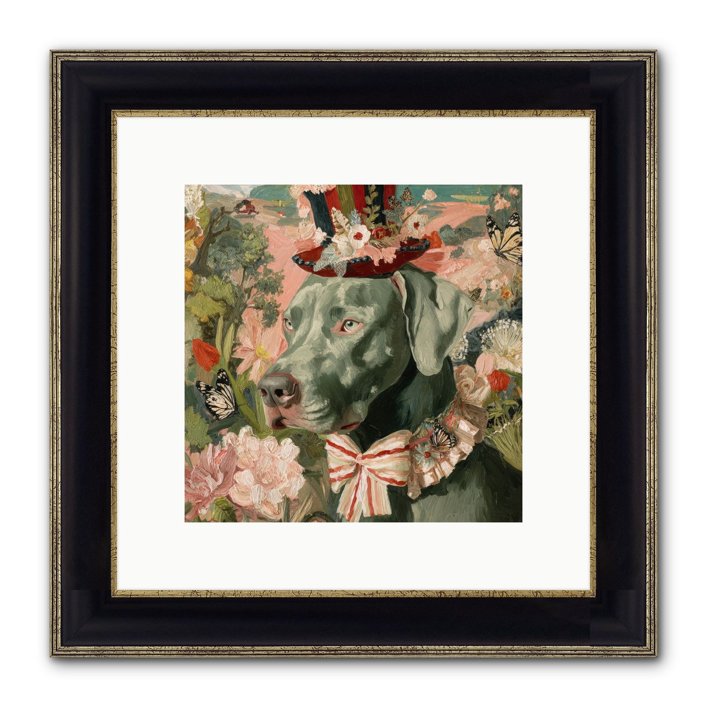 Vintage Reverie Framed Print - Black & Gold 10x10