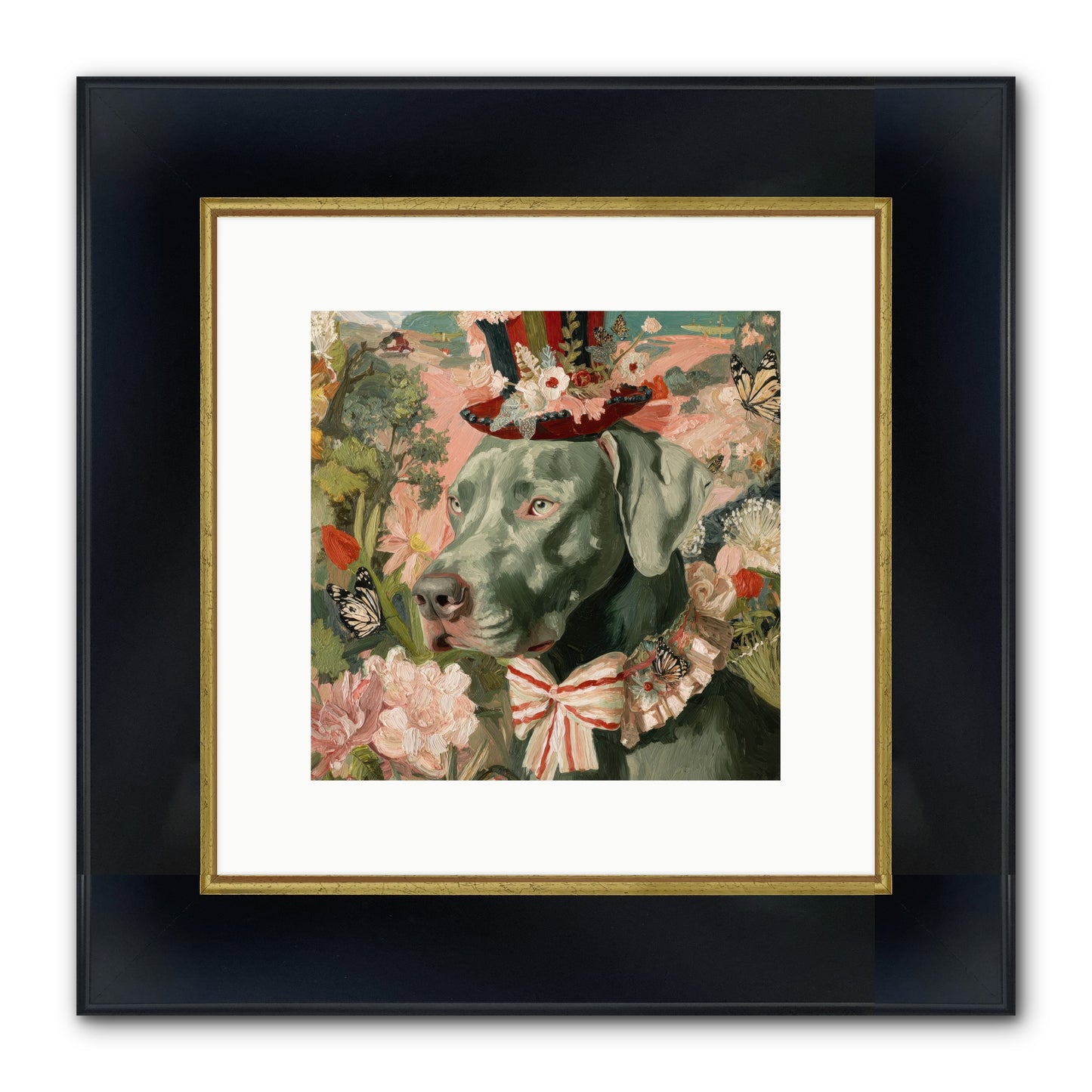 Vintage Reverie Framed Print - Wide Black w/Gold 10x10