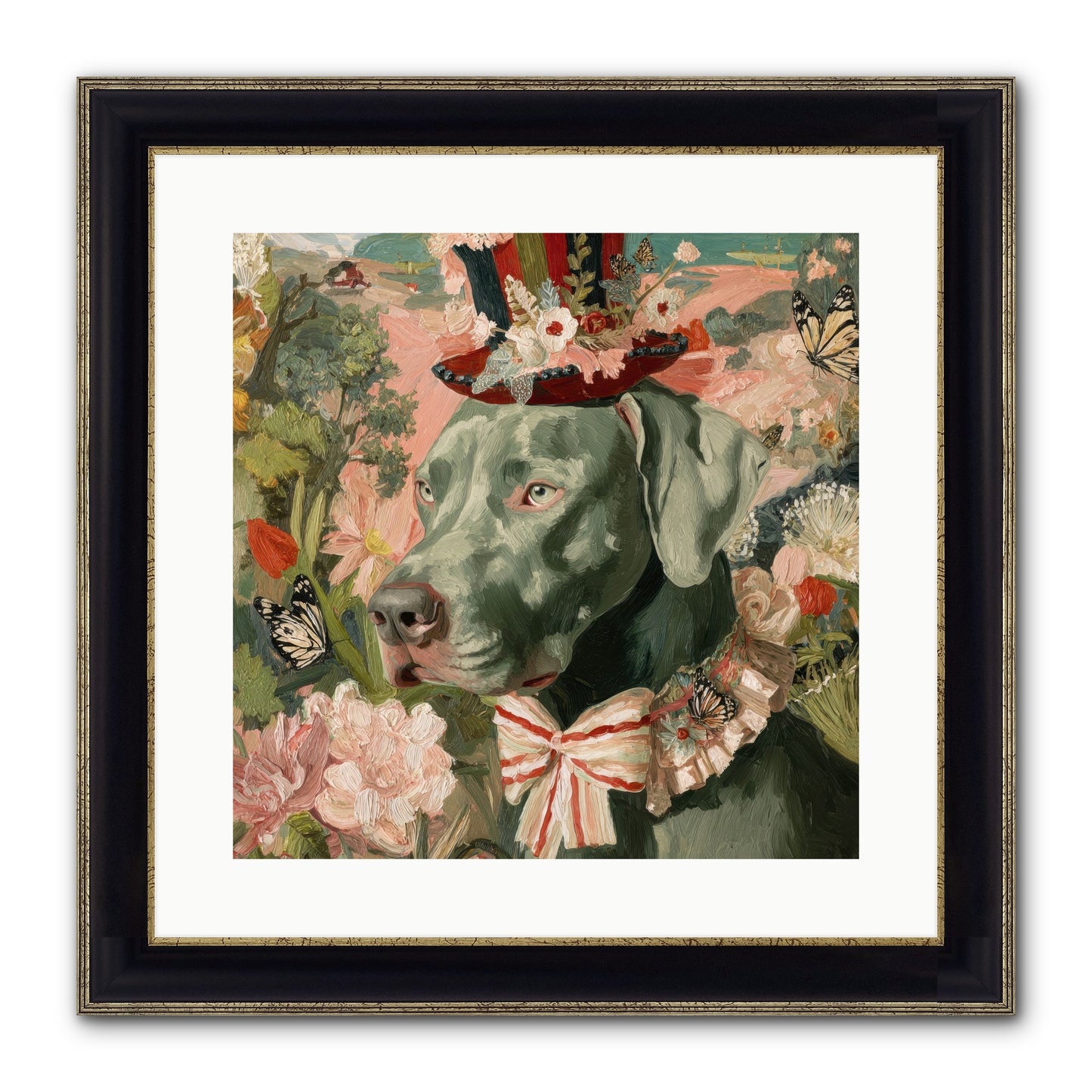 Vintage Reverie Framed Print - Black & Gold 16x16