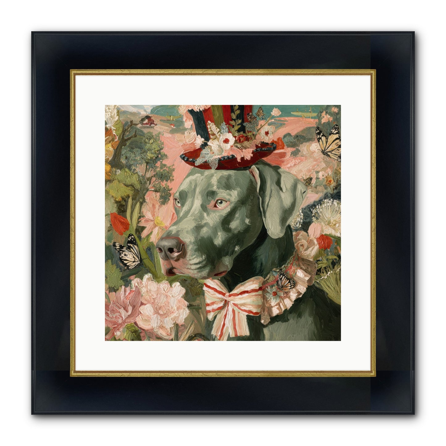 Vintage Reverie Framed Print - Wide Black w/Gold 16x16