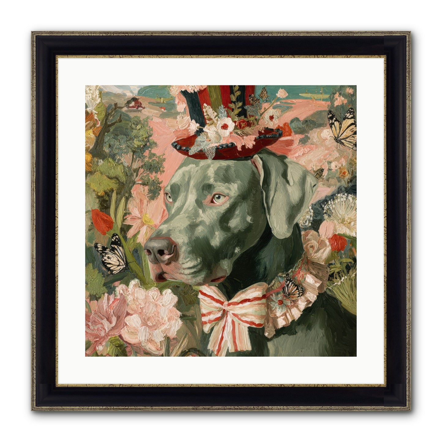 Vintage Reverie Framed Print - Black & Gold 20x20