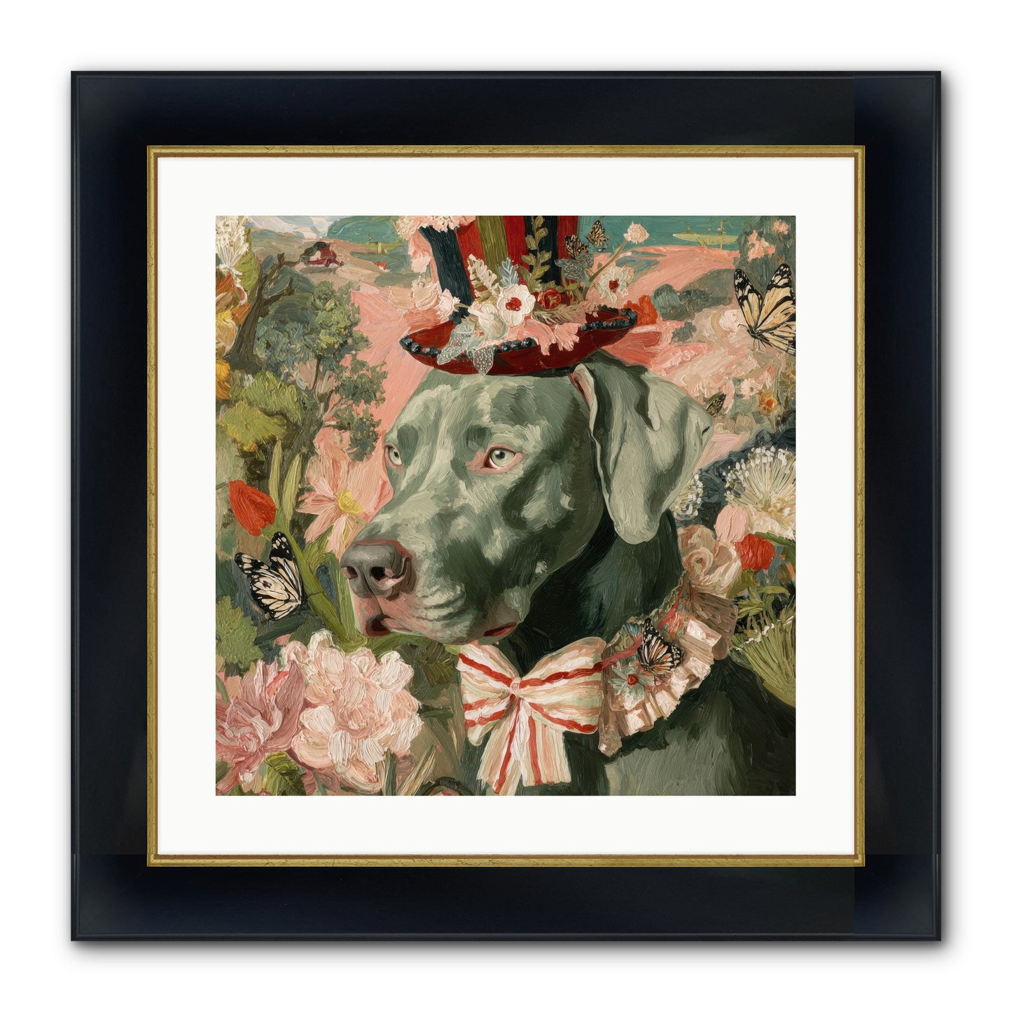 Vintage Reverie Framed Print - Wide Black w/Gold 20x20