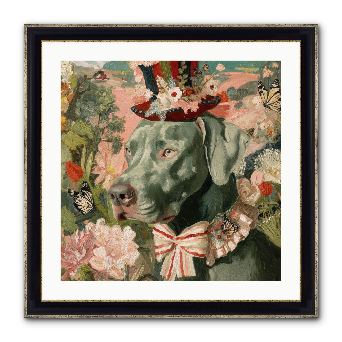 Vintage Reverie Framed Print - Black & Gold 24x24