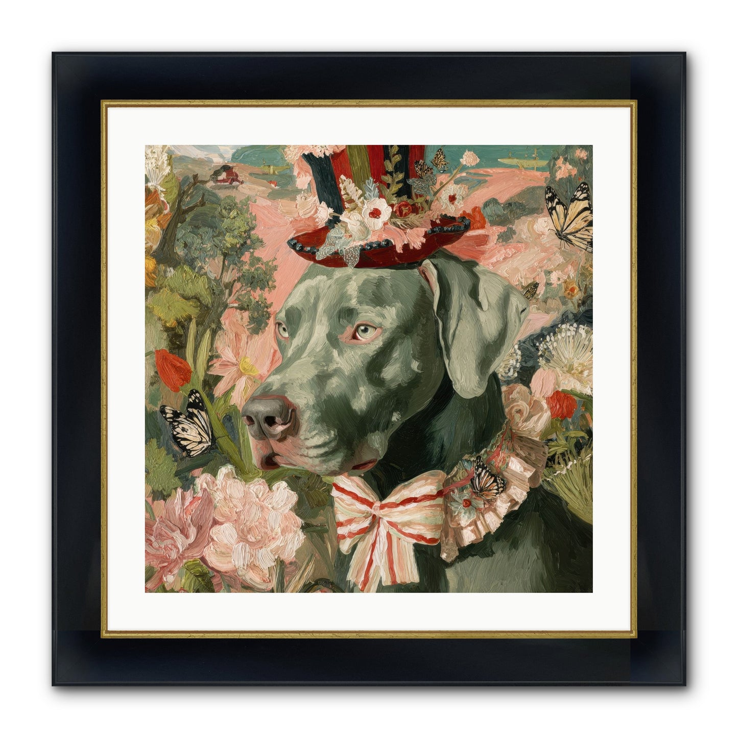 Vintage Reverie Framed Print - Wide Black w/Gold 24x24