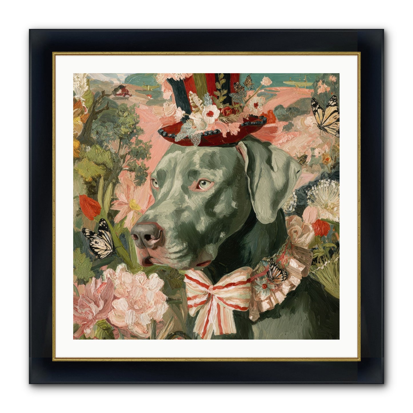 Vintage Reverie Framed Print - Wide Black w/Gold 30x30