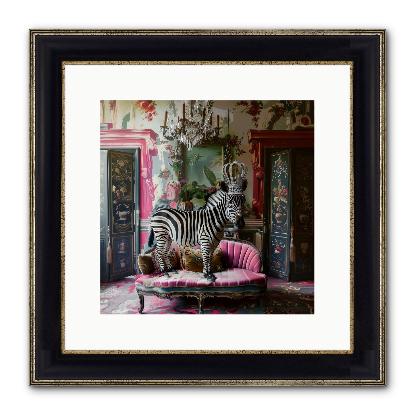 Violetta Framed Print - Black & Gold 12x12