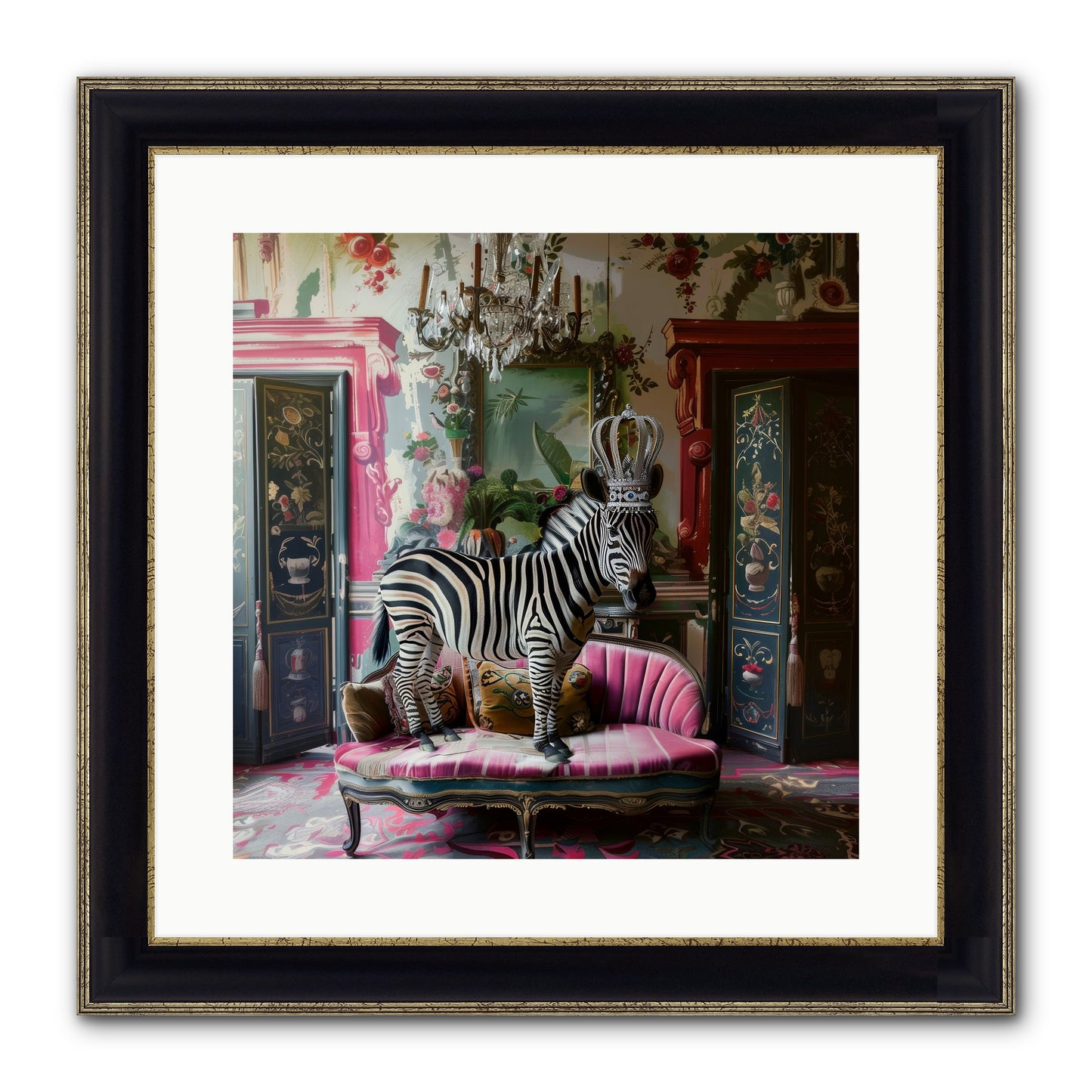 Violetta Framed Print - Black & Gold 16x16