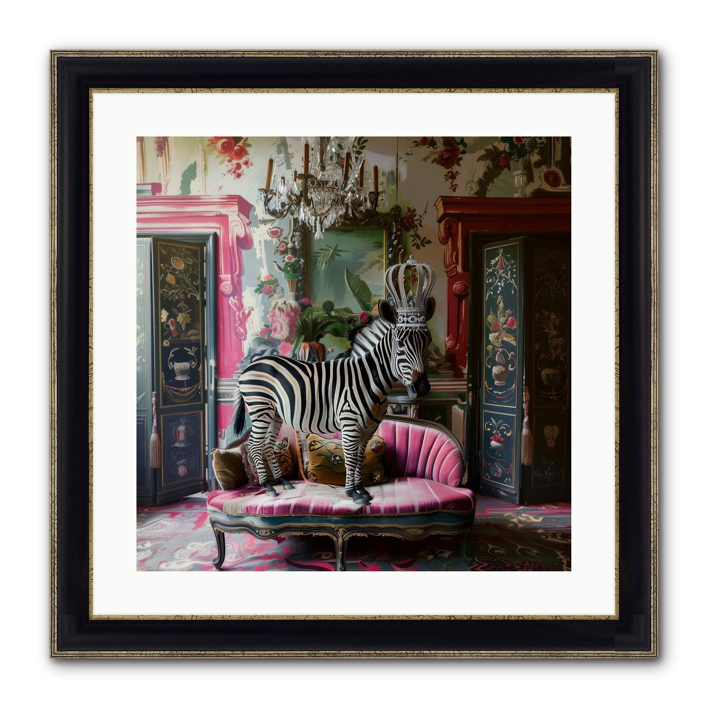 Violetta Framed Print - Black & Gold 20x20