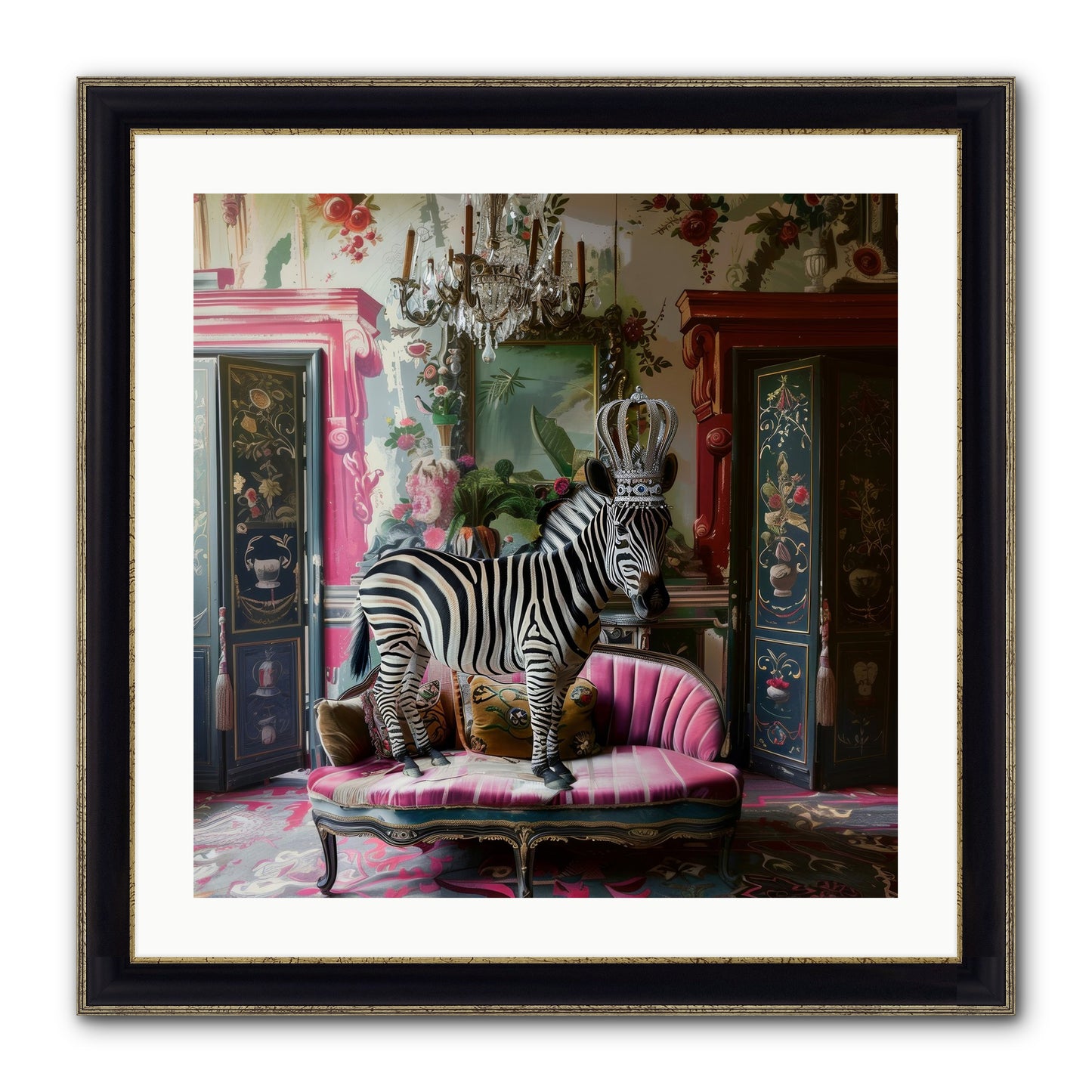 Violetta Framed Print - Black & Gold 24x24
