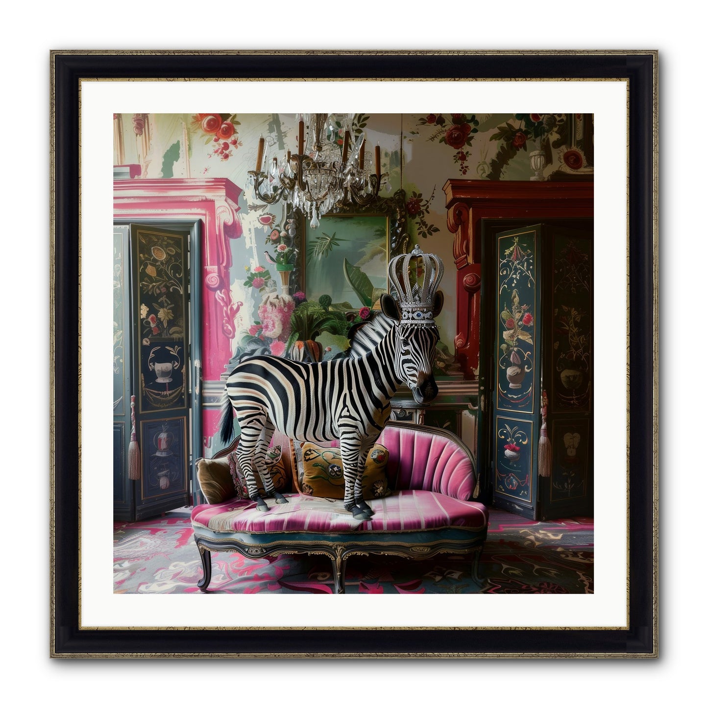Violetta Framed Print - Black & Gold 30x30