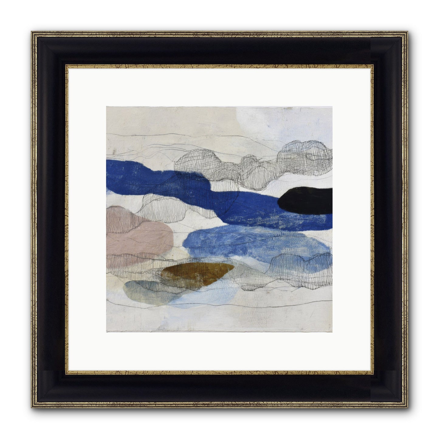 Vireo Framed Print - Black & Gold 12x12