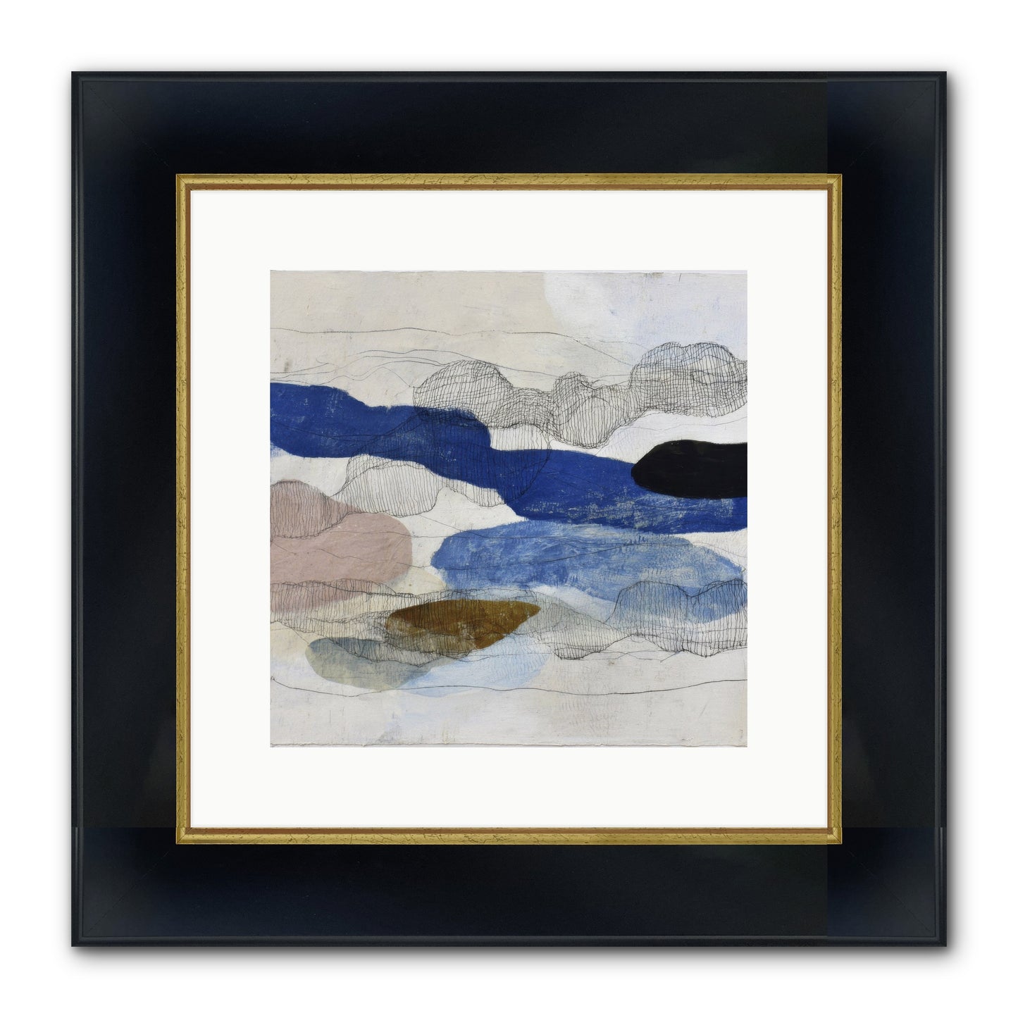 Vireo Framed Print - Wide Black w/Gold 12x12