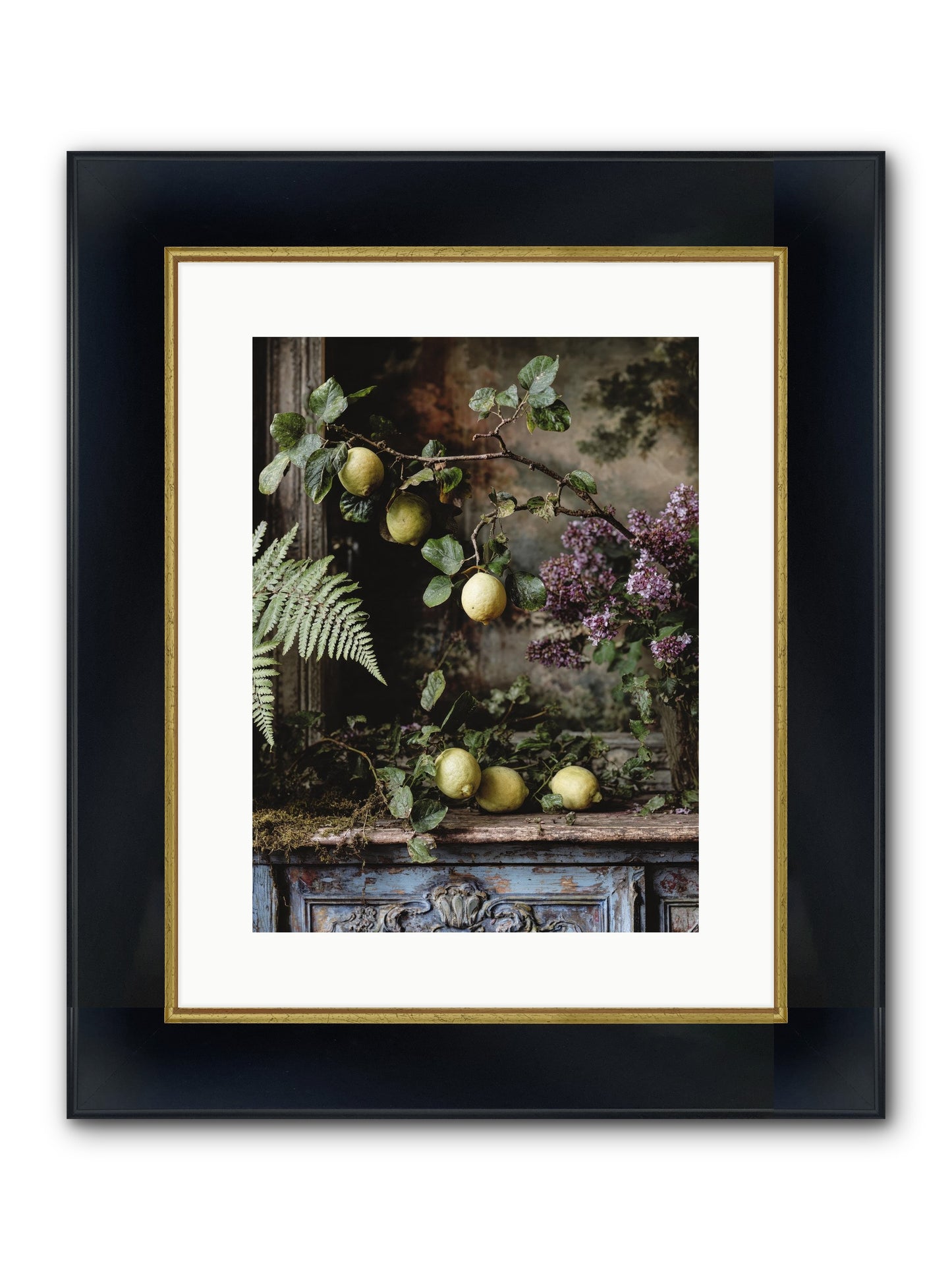 Wallace Framed Print - Wide Black w/Gold 12x16