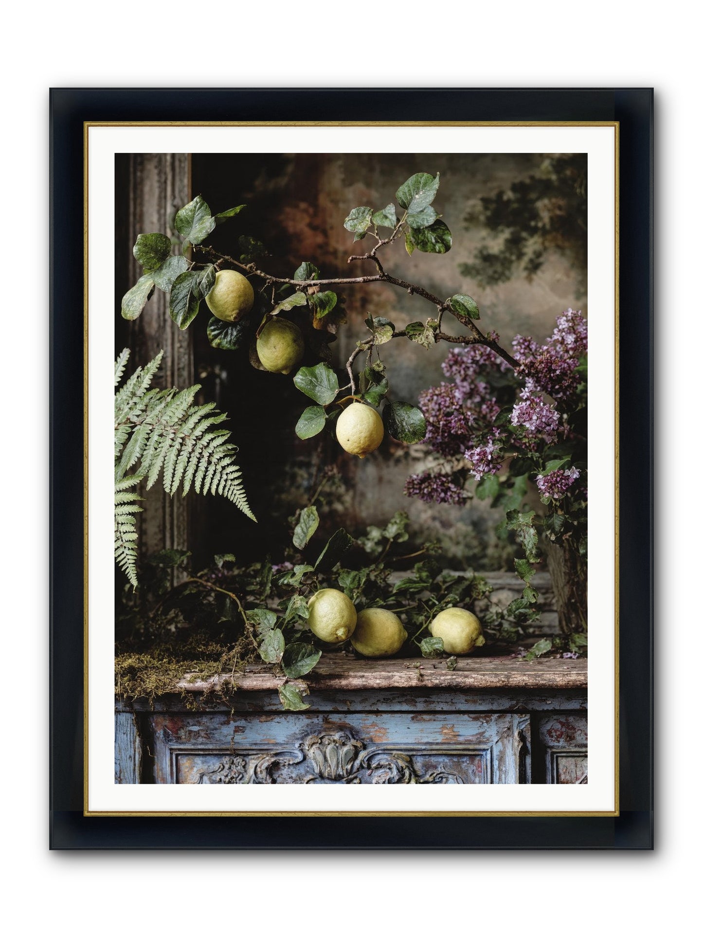 Wallace Framed Print - Wide Black w/Gold 36x48