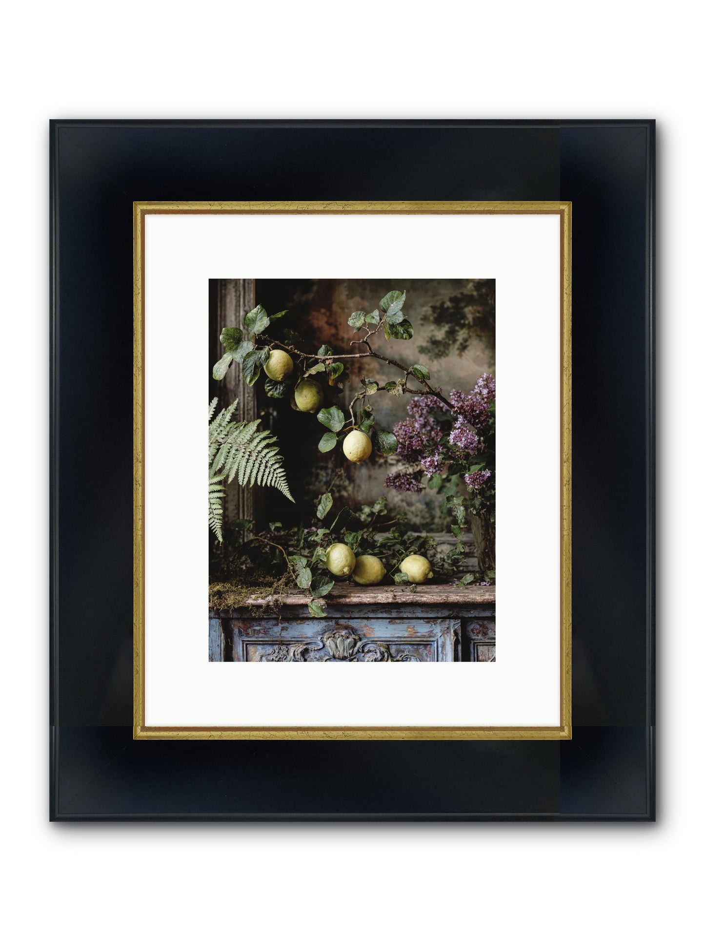 Wallace Framed Print - Wide Black w/Gold 9x12